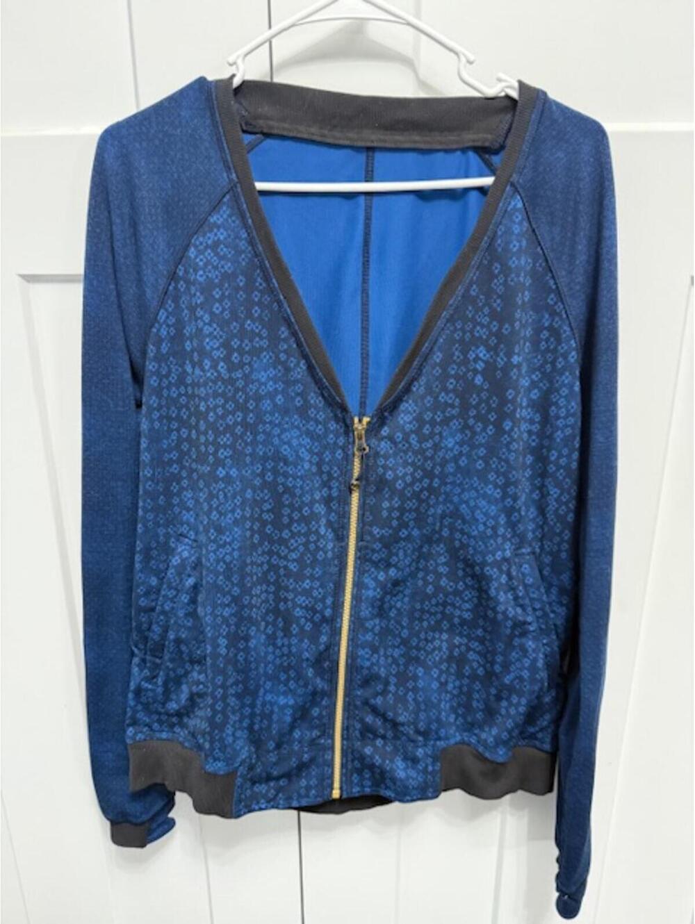 Lululemon H'om Run jacket women's blue Kanoka twist inkwell blue/black size 10